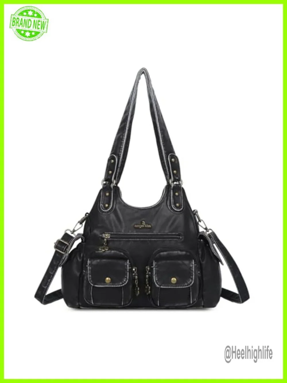 Soft PU Leather Hobo Shoulder Bag with Adjustable Strap